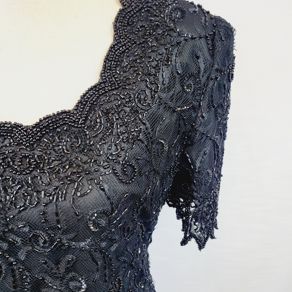 Vintage Black Beaded Top size Large - Picture 5 of 8